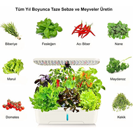 HyMark Hidroponik Topraksız 12 Bölmeli Bitki Yetiştirme Kiti 3 Mod 139 LED Tam Spekturumlu Bahçe Kiti