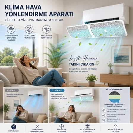 HyMark Filtreli Klima Hava Yönlendirme Aparatı Dekoratif Temiz ve Konforlu Hava Deneyimi