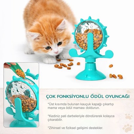 TriLine Akıllı Kedi Oyuncağı Mama Dağıtıcı Zeka Geliştirici İnteraktif Yavaş Besleme Özellikli