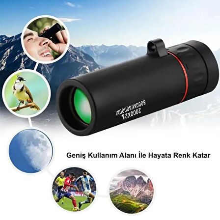 TriLine 2000x24 Zoom Monoküler Mini Taşınabilir HD Dürbün Su Geçirmez Tripod Telefon Tutacağı