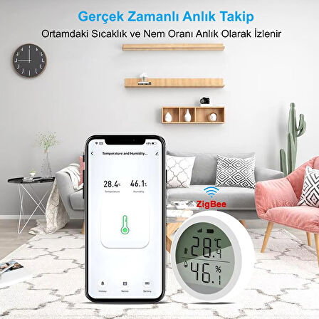 HyMark ZigBee Tuya Akıllı Yaşam Uygulaması Sıcaklık Nem Sensörü LCD Ekran APP Kontrol Alexa Google Home