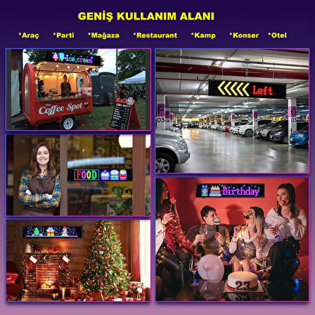 HyMark 35x10cm Programlanabilir LED Matrix Kayan Yazı 20x64 Pixel Emoji Tabela Araba Bluetooth APP Kontrol