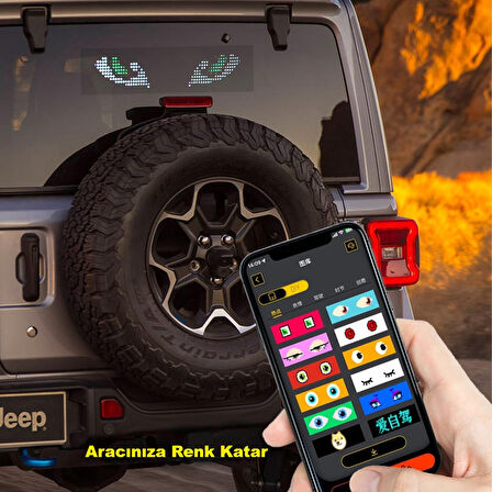 HyMark 35x10cm Programlanabilir LED Matrix Kayan Yazı 20x64 Pixel Emoji Tabela Araba Bluetooth APP Kontrol