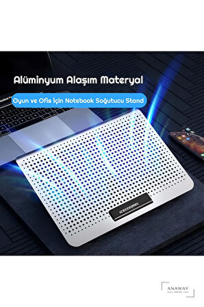 ANAWAY shopping Icecoorel A18  Dizüstü Soğutucusu Taşınabilir Laptop Standı, Dizüstü Isı Dağılımı Raf Masaüstü Laptop Standı, Dizüstü Tutucu Dizüstü Soğutucusu Dizüstü Ped, Alimünyum Hız Ayarlı Oyuncu Metalik Yüzey Notebook Soğutucu, Ergonomik Stand