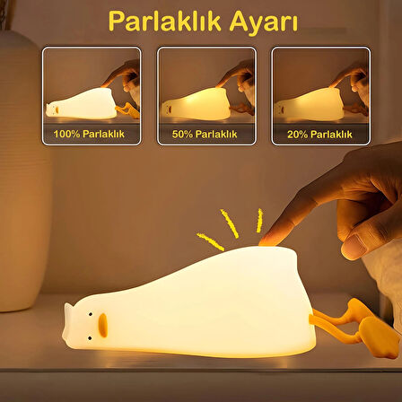 AnaWay Tontiş  Silikon Dokunmatik LED Ördek Gece Lambası Şarjlı Kısılabilir Dekoratif, LED Yumuşacık Ördek Lambası, Sevimli Dokunmatik Kontrol Işıklı Ördek, Silikon Kısılabilir Kreş Gece Lambası, Emzirme için Şarj Edilebilir Başucu Dokunmatik