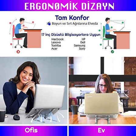 UpWay 6 Ayarlanabilir Kademeli Masaüstü Alüminyum Ergonomik Kaydırmaz Macbook Notebook Standı