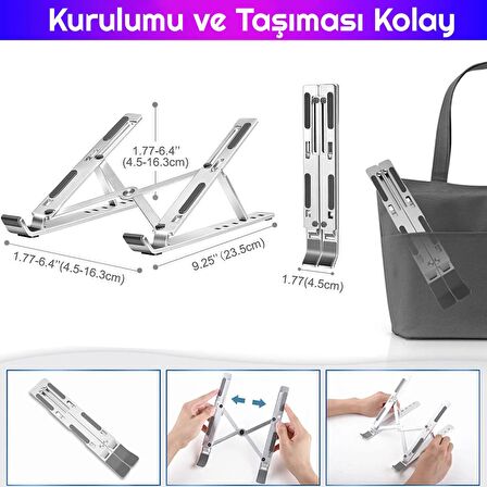 UpWay 6 Ayarlanabilir Kademeli Masaüstü Alüminyum Ergonomik Kaydırmaz Macbook Notebook Standı