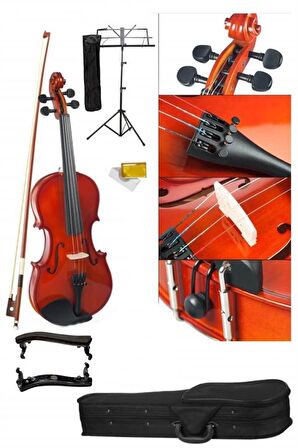 Midex HGA-44NP Profesyonel 4/4 Full Keman Seti (Yastık Nota Sehpası Reçine Çanta Yay)