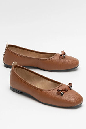 Fiyonklu Günlük Kadın Babet Ayakkabı TABA