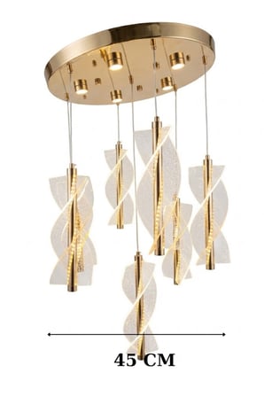 Büyüleyici Modern Sarmal Şelale LED Avize - Altın ve Kristal Şıklığı