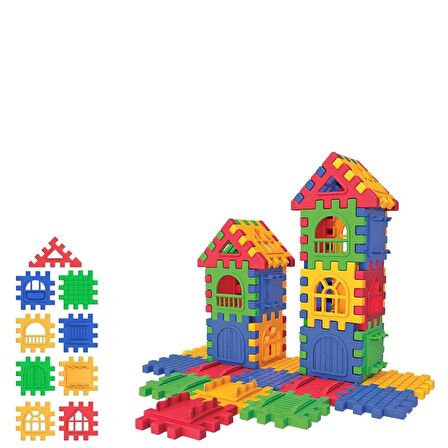 Eğitici ve Eğlenceli Oyuncak Puzzle City 64 Parça - 3D Yapı ve Tasarım Blok Yapboz