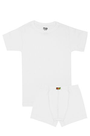 Öts Erkek Çocuk T-Shirt Boxer Ribana Beyaz (%100 Pamuk)