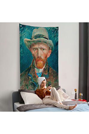 Vincent van Gogh - Hasır Şapkalı Otoportre Duvar Örtüsü-7452