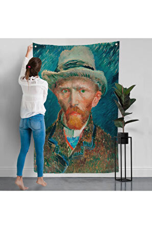 Vincent van Gogh - Hasır Şapkalı Otoportre Duvar Örtüsü-7452