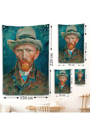 Vincent van Gogh - Hasır Şapkalı Otoportre Duvar Örtüsü-7452