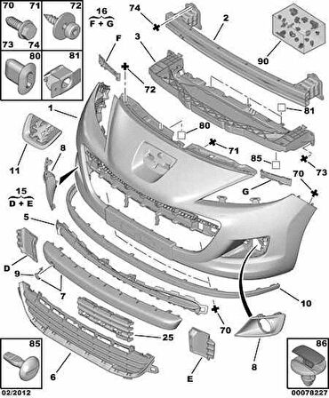 OEM Peugeot 207 (2010 -->) Ön Tampon Sis Far Çerçevesi Sağ Kromlu (7452ZZ)