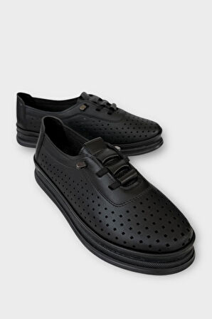 Kadın Günlük Hafif Mevsimlik Rahat Akıllı Bağcık Ortopedik Casual Ayakkabı SİYAH