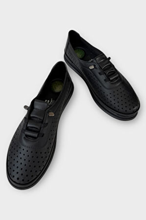 Kadın Günlük Hafif Mevsimlik Rahat Akıllı Bağcık Ortopedik Casual Ayakkabı SİYAH