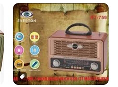 Everton Rt-759  Bluetooth Fm-Usb-Tf-Aux  Şarjlı Nostaljik Radyo