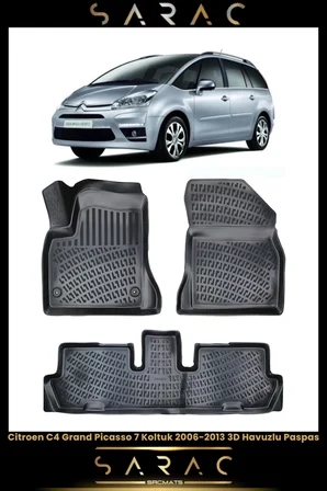 Citroen C4 Grand Picasso 7 Koltuk 2007 Model Araca Özel 3d Havuzlu Paspas