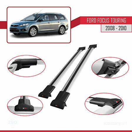 Ford Focus 2 (C307) Turnier 2008-2010 Arası ile Uyumlu FLY Model Ara Atkı Tavan Barı Gri 2 Adet
