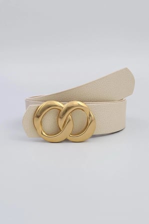 Sonsuzluk Gold Tokalı Ekru Kadın Kemer 3.5 cm