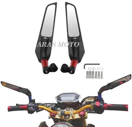 Katlanır Kanat Dikiz Ayna Scooter ve Gidondan Aynalı Tüm Motosikletler ve ATV Uyumlu - Arasmoto