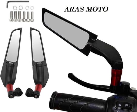 Katlanır Kanat Dikiz Ayna Scooter ve Gidondan Aynalı Tüm Motosikletler ve ATV Uyumlu - Arasmoto