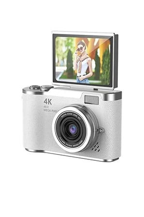 Mini Kamera Dönen Ekran Flaşlı Selfie Video Vlog Kamerası Anahtarlık 1080P+48MP