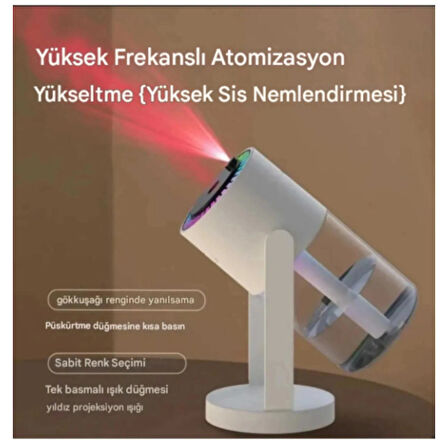 Ozmik CL28 Tavana Işık Yansıtan Gece Lambası Hava Nemlemdirici Ev ve Araba İçin Işıklı Aromaterapi Beyaz