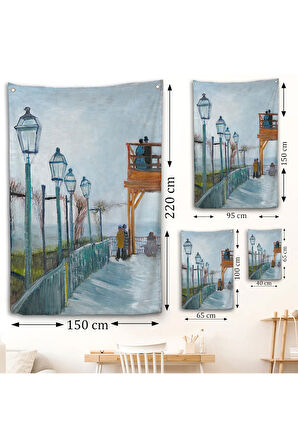 Vincent van Gogh -Moulin de Blute-Fin Montmartre'deki TerasDuvar Örtüsü-7454