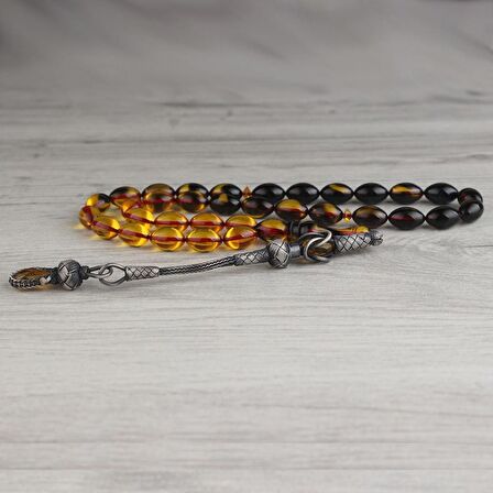 925 AYAR GÜMÜŞ PÜSKÜLLÜ KEHRİBAR TESBİH 5519