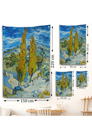 Vincent van Gogh -Saint-Rémy yakınlarındaki Alpilles'de İki Kavak Duvar Örtüsü-7455