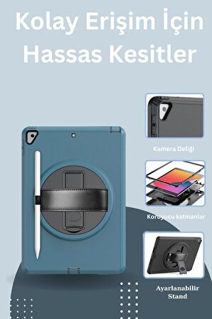 Qpen iPad 2022 10.9 (10.nesil)  Uyumlu Hand Strap Tablet Kılıfı 