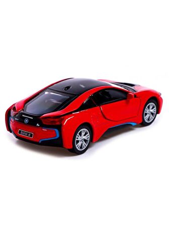 Kinsmart BMW İ8 Metal Diecast Çek Bırak 1:34 Ölçek Araba