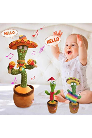 konuşan dans eden müzikli ışıklı saksı kaktüs peluş oyuncak