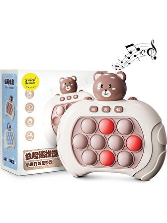 Popit Makinesi Işıklı Oyun Stres Giderici Pilli Fidget Kabarcık -Ayıcık