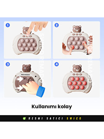 Popit Makinesi Işıklı Oyun Stres Giderici Pilli Fidget Kabarcık -Ayıcık