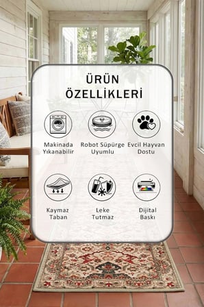 Yıkanabilir Kaymaz P-11 Dijital Baskılı Yolluk Halı Tüy Tutmaz