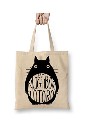 Meu Amigo Totoro Beyaz Bez Çanta Uzun Saplı Alışveriş Çantası Plaj Çantası