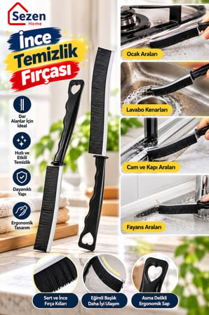 3'ü 1 Arada Pratik Temizlik Seti – İnce Uçlu Temizlik Fırçası, 90 Yaprak Tüy Toplayıcı Rulo ve Proff Silikon Sünger