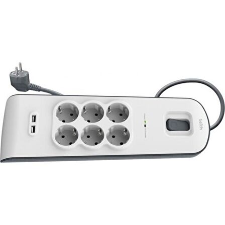 Belkin BSV604VF2M Akım Kor. Uzatma Priz 6'lı 2x2.4A