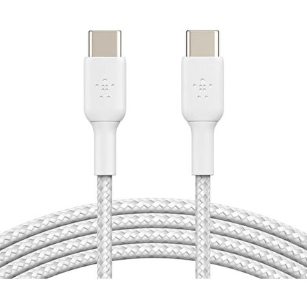 Belkin Boost Charge Örgülü 60W USB-C - USB-C Kablosu 1m, Beyaz