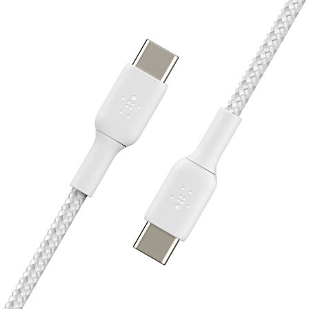 Belkin Boost Charge Örgülü 60W USB-C - USB-C Kablosu 1m, Beyaz