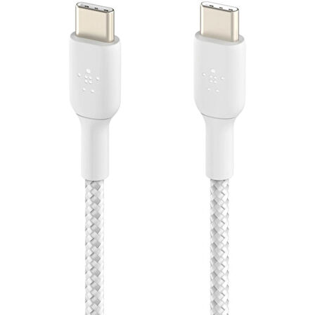 Belkin Boost Charge Örgülü 60W USB-C - USB-C Kablosu 1m, Beyaz