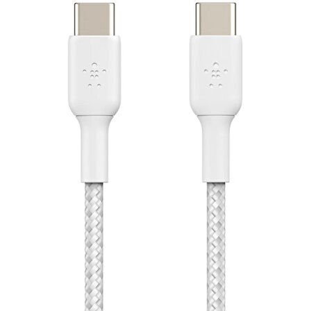 Belkin Boost Charge Örgülü 60W USB-C - USB-C Kablosu 1m, Beyaz