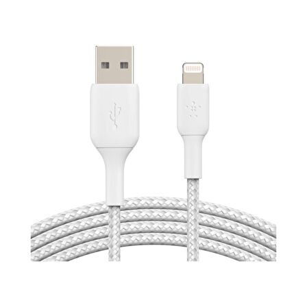 Belkin Örgülü Apple Lightning Hızlı Şarj ve Data Kablosu 2m Beyaz / CAA002BT2MWH