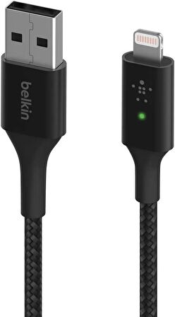 Belkin Smart Led Örgülü Lightning Kablo - 1.2M Siyah