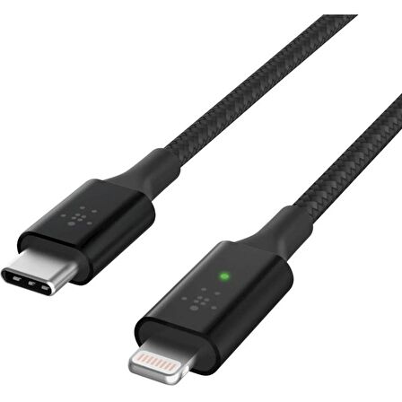 Belkin Smart LED Şarj Kablosu USB - 1.2 Metre MFi Sertifikalı - Siyah