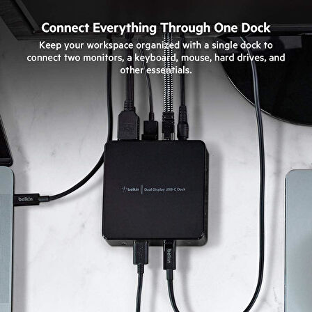 Belkin USB-C Çift Ekran Bağlantı İstasyonu (85W Güç Dağıtımı, HDMI, USB-A 3.1 Gen 1, USB-C, USB C Dizüstü Bilgisayar için Ses - Teşhir